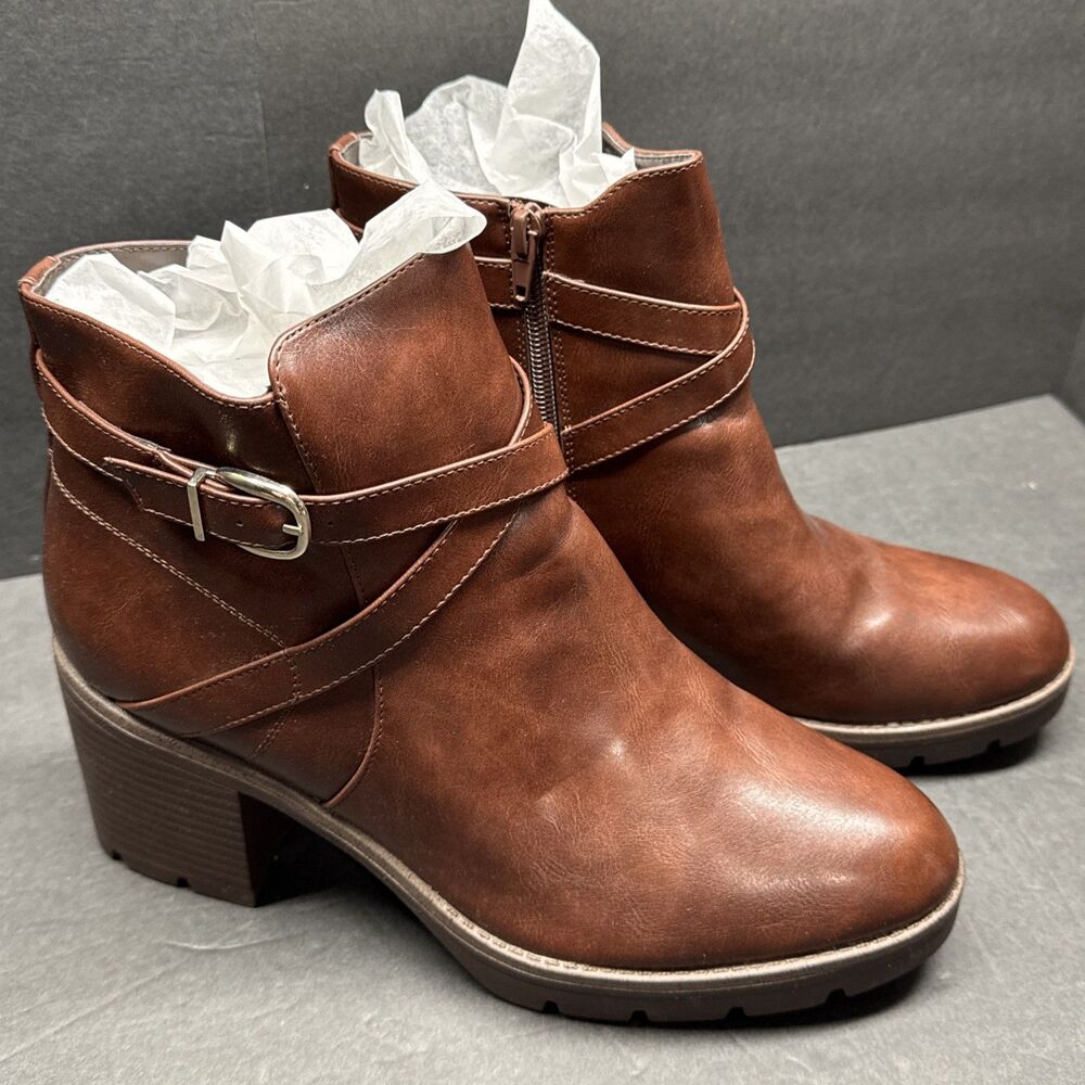 Naturalizer Madalynn BKL Faux Leather Brown 3" Heel Platform Womens Size 11 M